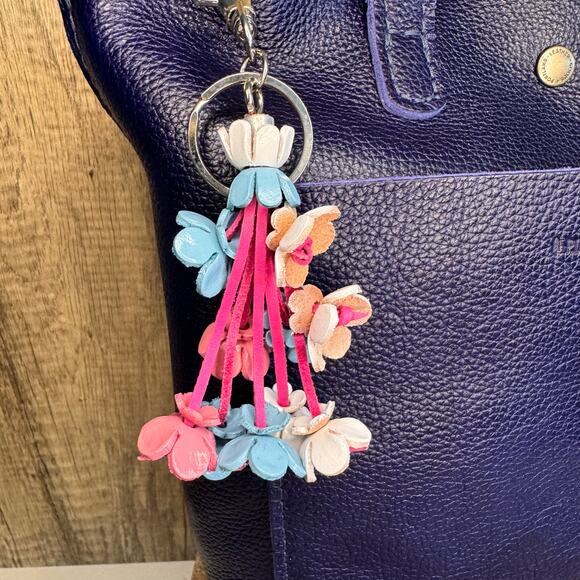 Leather Flower Purse Charm Genuine Leather Bag Charm NEW FAST SHIP - Picture 3 of 6